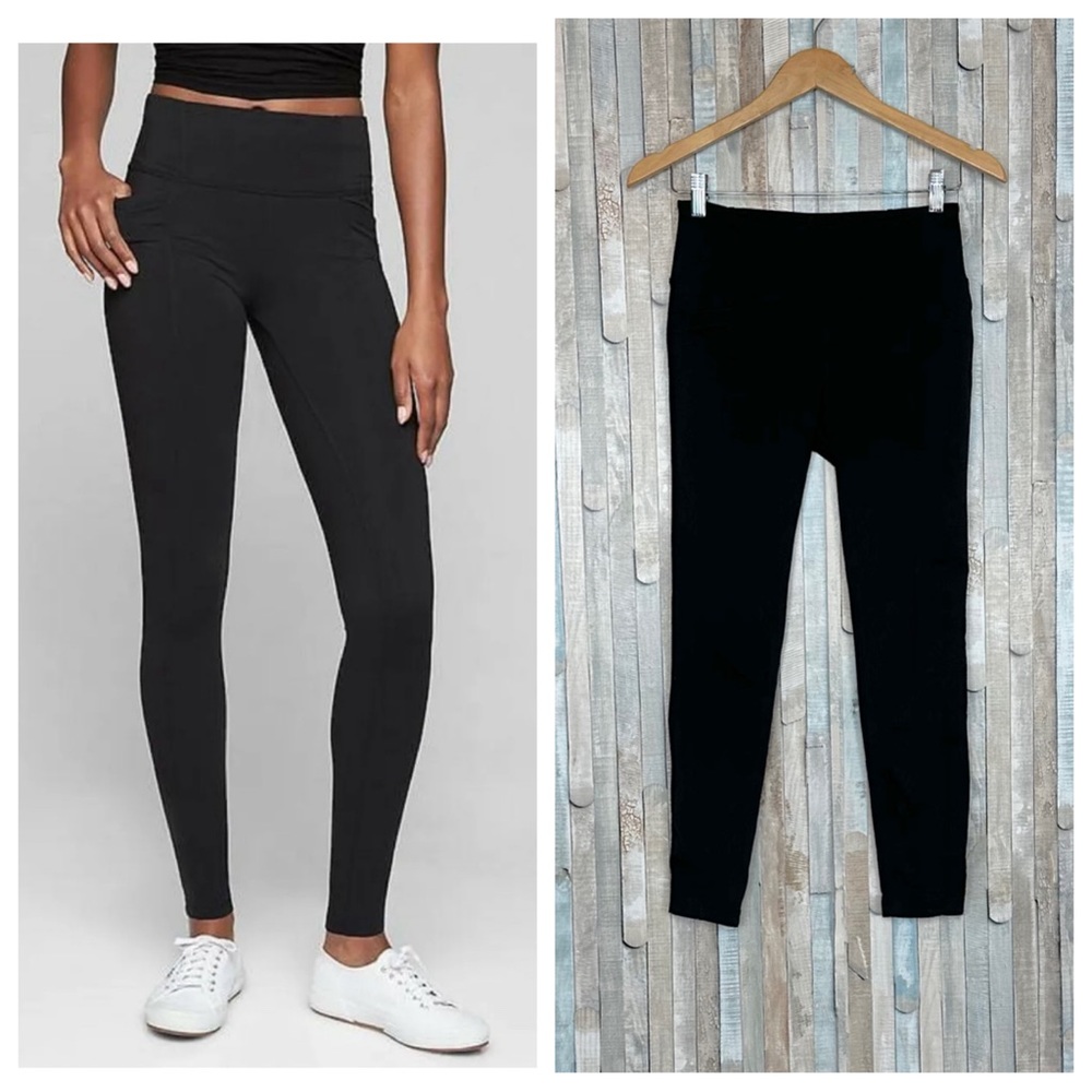 Athleta SP Black Metro High‎ Waisted Legging Pant Pockets Athletic Travel